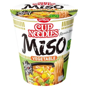 NISSIN Cup Noodles Veggie Miso – Japán Stílusú Zöldséges Tésztaleves, 67g