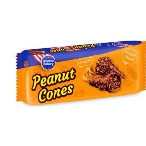 American Bakery Peanut Cones – Mogyoróvajas Csokis Gofritölcsérek (112g)