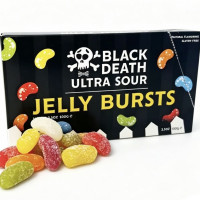 Mr Simms Black Death Ultra Sour Jelly Bursts Theatre Box savanyú drazsé 100g